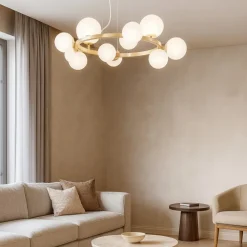 Lampadari Moderni-Ideal Lux perlage sp11 lampadario per salotto oro ottone bianco