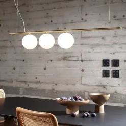 Lampadari Moderni-Ideal Lux perline sp3 lampadario design per soggiorno oro ottone