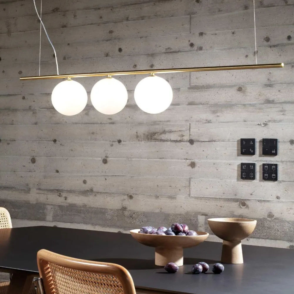 Lampadari Moderni-Ideal Lux perline sp3 lampadario design per soggiorno oro ottone