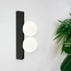 Applique Da Parete-Ideal Lux ping pong ap2 applique led 3000k nera due luci bocce vetro