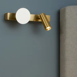 Applique Camera Da Letto-Ideal Lux ping pong ap applique ottone da comodino camera da letto led