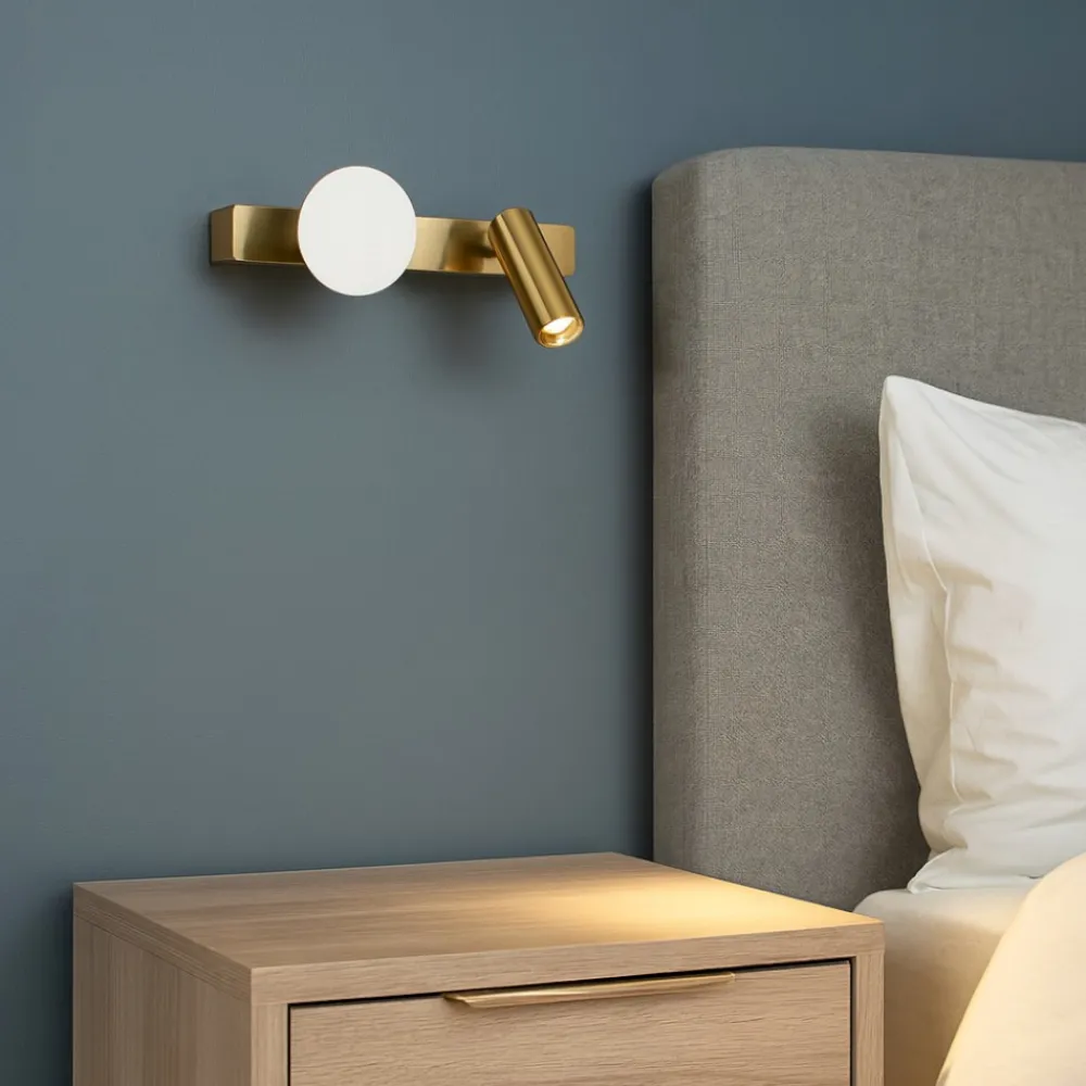 Applique Camera Da Letto-Ideal Lux ping pong ap applique ottone da comodino camera da letto led