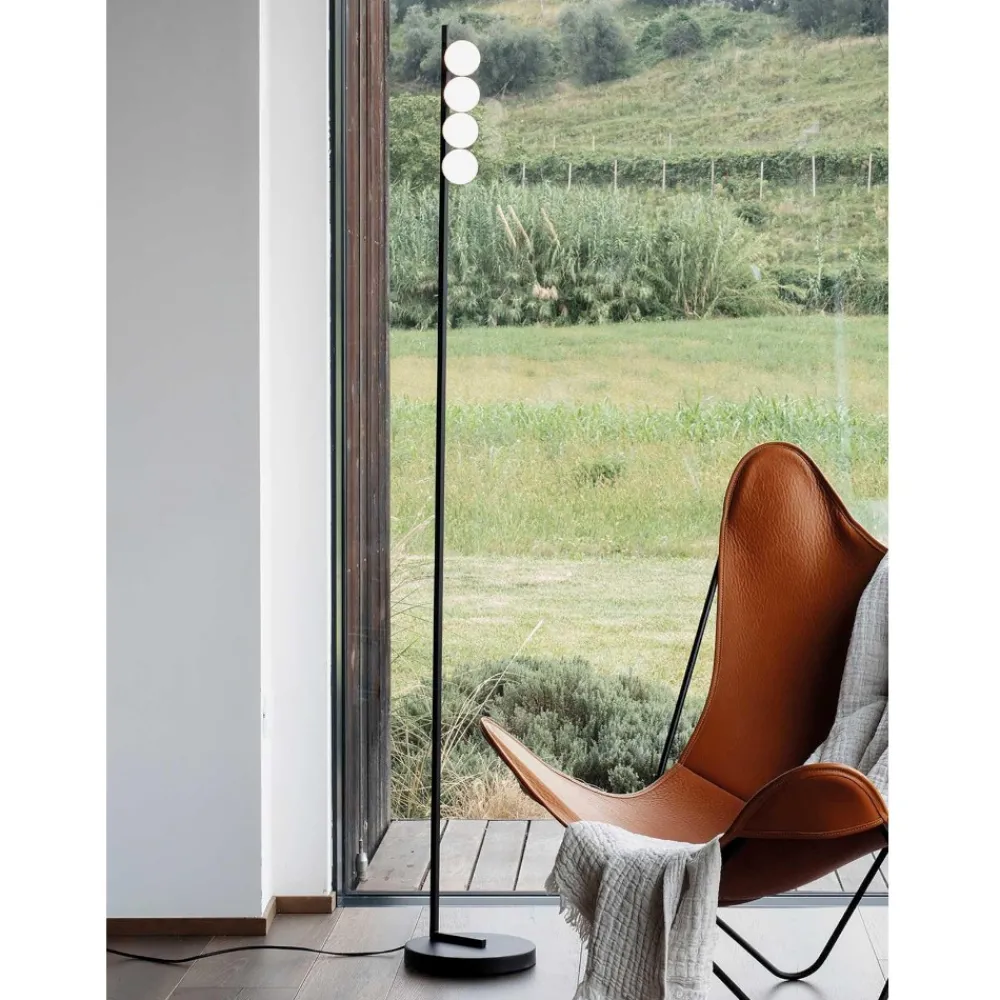 Lampade Da Terra-Ideal Lux ping pong pt4 lampada da terra nera led 12w 3000k