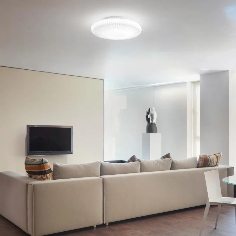 Plafoniere Moderne-Ideal Lux plafoniera atrium pl d45 vetro bianco plisse' led 21w 3000k