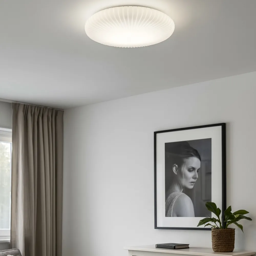 Plafoniere Moderne-Ideal Lux plafoniera atrium pl d45 vetro bianco plisse' led 21w 3000k