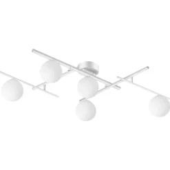 Plafoniere Moderne-Ideal Lux plafoniera bianca atlas pl5 sfere vetro bianco