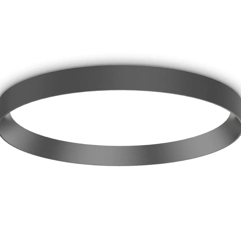 Plafoniere Moderne-Ideal Lux plafoniera da soffitto fly pl d45 rotonda nera diametro 45cm led 26w 3000k