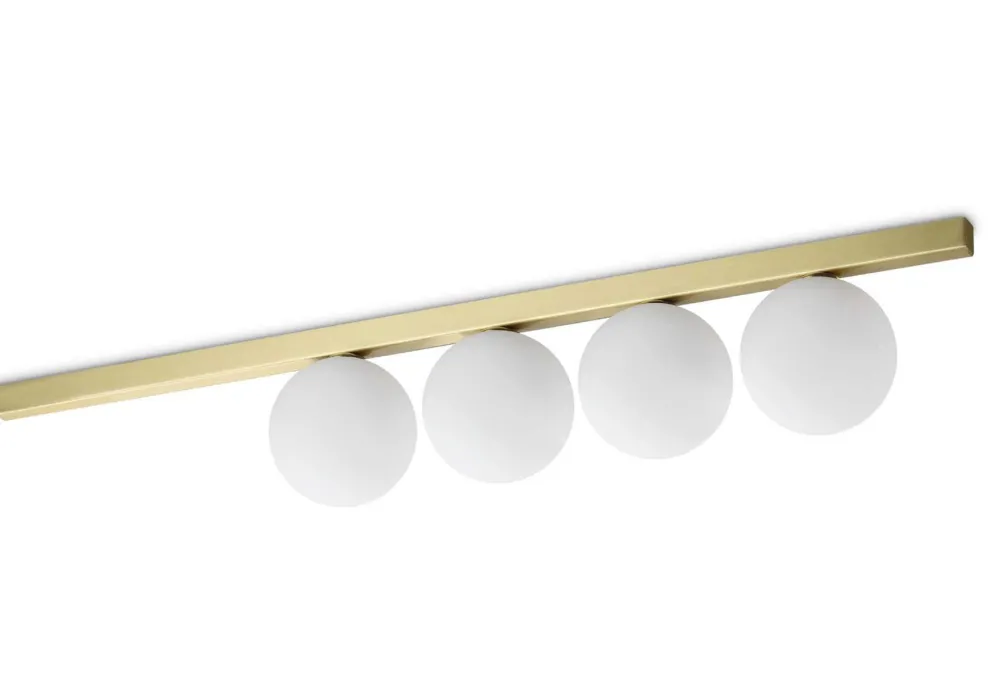 Plafoniere Moderne-Ideal Lux plafoniera moderna ottone binomio pl4 sfere vetro bianco opaco
