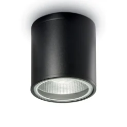 Faretti Da Esterno-Ideal Lux pl1 faretto da soffitto per esterno cilindro nero ip44
