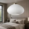 Lampadario Camera Da Letto-Ideal Lux plisse sp1 d35 lampadario per camera da letto in vetro bianco