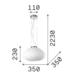 Lampadario Camera Da Letto-Ideal Lux plisse sp1 d35 lampadario per camera da letto in vetro bianco