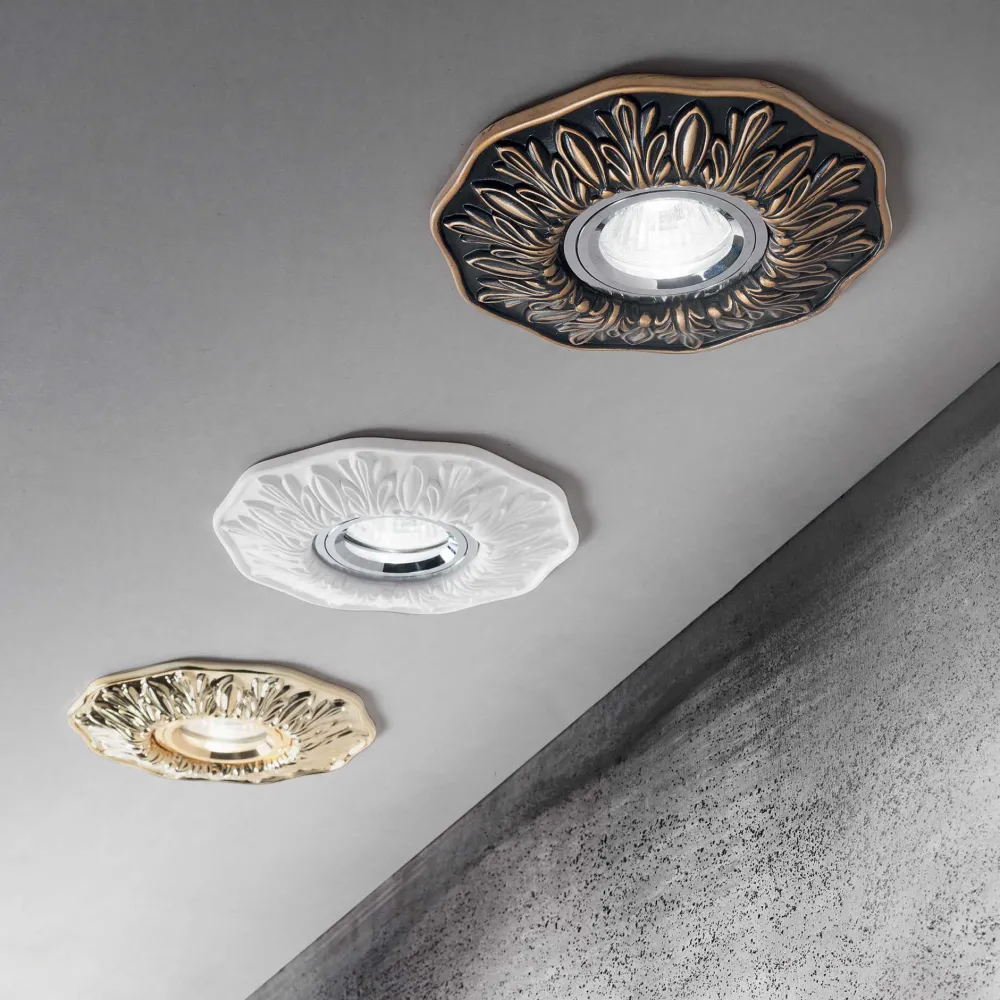 Faretti Da Incasso-Ideal Lux polka fi faretto da incasso a soffitto ottone oro