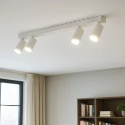 Plafoniere Moderne-Ideal Lux profilo bianco plafoniera con 4 faretti led 7w 3000k