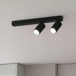 Plafoniere Moderne-Ideal Lux profilo pl2 nero plafoniera con faretti orientabili