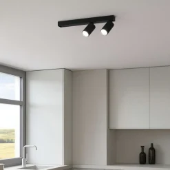 Plafoniere Moderne-Ideal Lux profilo pl2 nero plafoniera con faretti orientabili