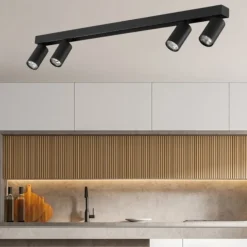 Plafoniere Moderne-Ideal Lux profilo pl4 plafoniera con faretti led orientabili nero
