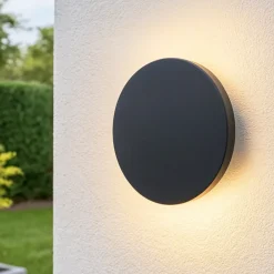 Applique Da Esterno-Ideal Lux punto ap d18 applique da esterno ip54 led 3000k tonda antracite