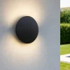 Applique Da Esterno-Ideal Lux punto ap d24 applique led 12w 3000k tonda nera ip54