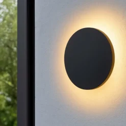 Applique Da Esterno-Ideal Lux punto ap d30 applique per esterno rotonda nera led 16w 3000k