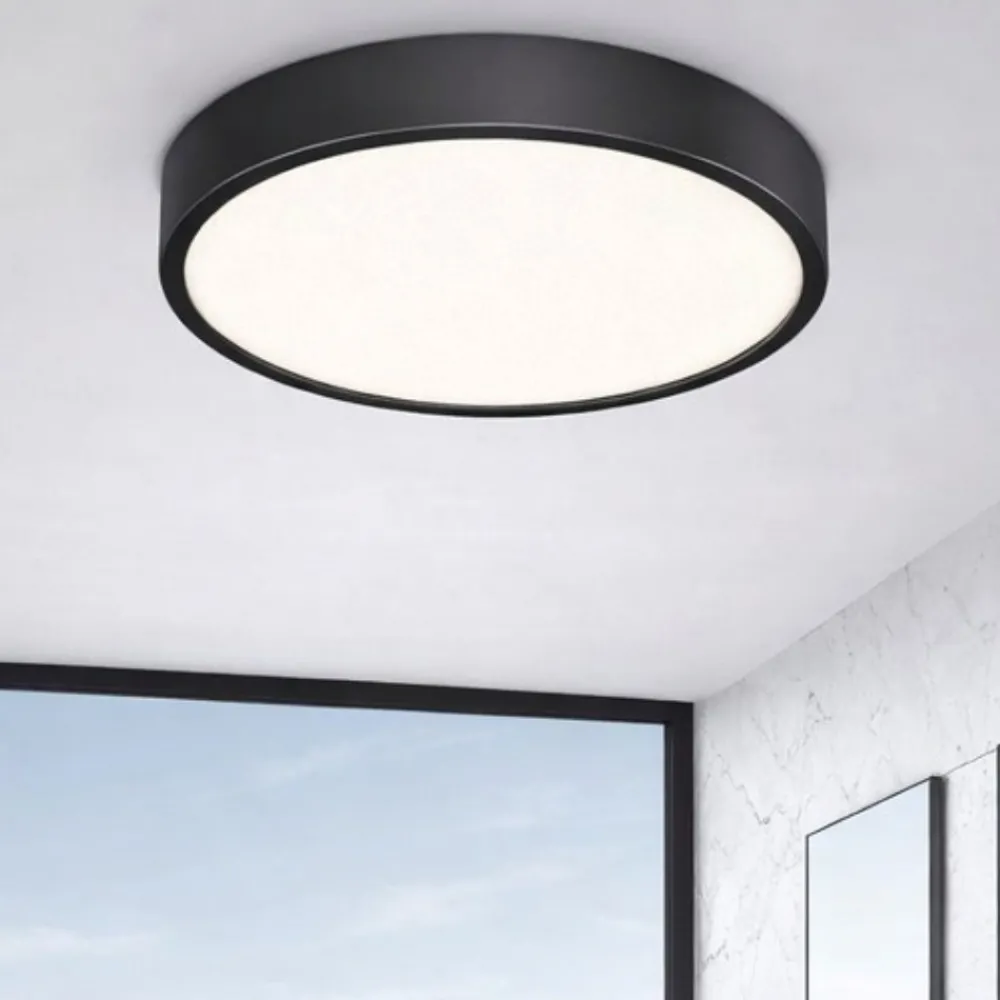 Plafoniere Bagno-Ideal Lux ray pl d60 plafoniera da bagno led 3000k 4000k nera ip44