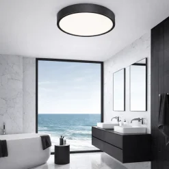 Plafoniere Bagno-Ideal Lux ray pl d60 plafoniera da bagno led 3000k 4000k nera ip44
