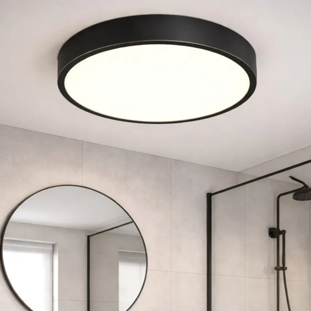 Plafoniere Bagno-Ideal Lux ray pl d40 plafoniera da bagno tonda led 3000k 4000k nera ip44