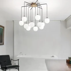 Lampadari Moderni-Ideal Lux rhapsody sp12 lampadario design moderno nero oro