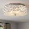 Plafoniere Moderne-Ideal Lux roma pl6 plafoniera camera da letto 40cm rotonda cromo cristalli trasparenti