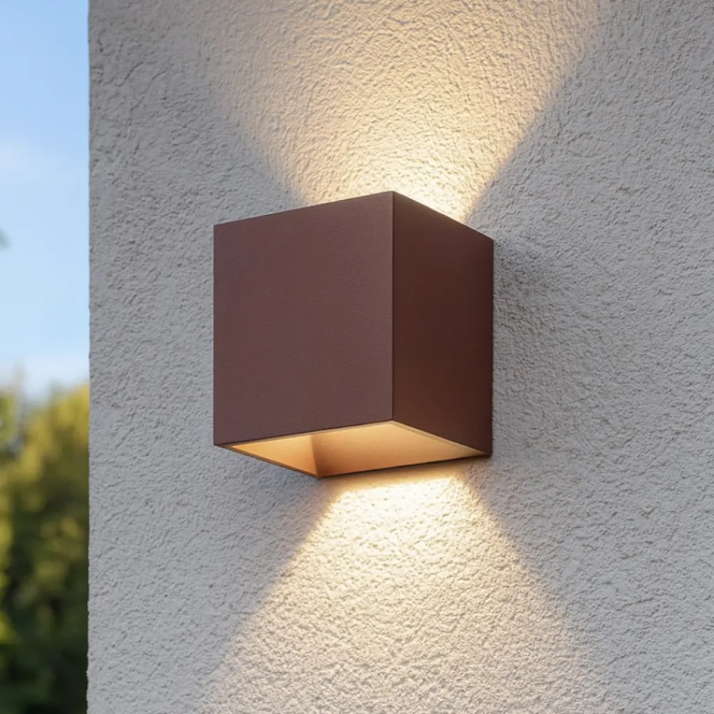 Applique Da Esterno-Ideal Lux rubik ap 4000k applique per esterno led cubo ip54 marrone corten