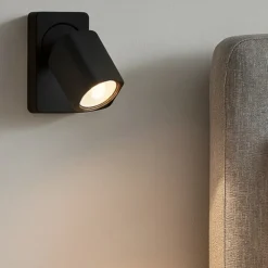 Applique Camera Da Letto-Ideal Lux rudy ap1 square applique per camera da letto nera orientabile gu10 led