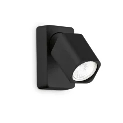 Applique Camera Da Letto-Ideal Lux rudy ap1 square applique per camera da letto nera orientabile gu10 led