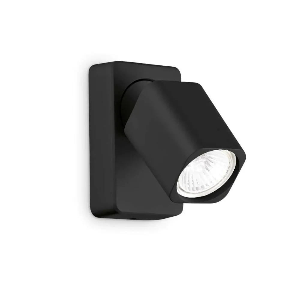 Applique Camera Da Letto-Ideal Lux rudy ap1 square applique per camera da letto nera orientabile gu10 led