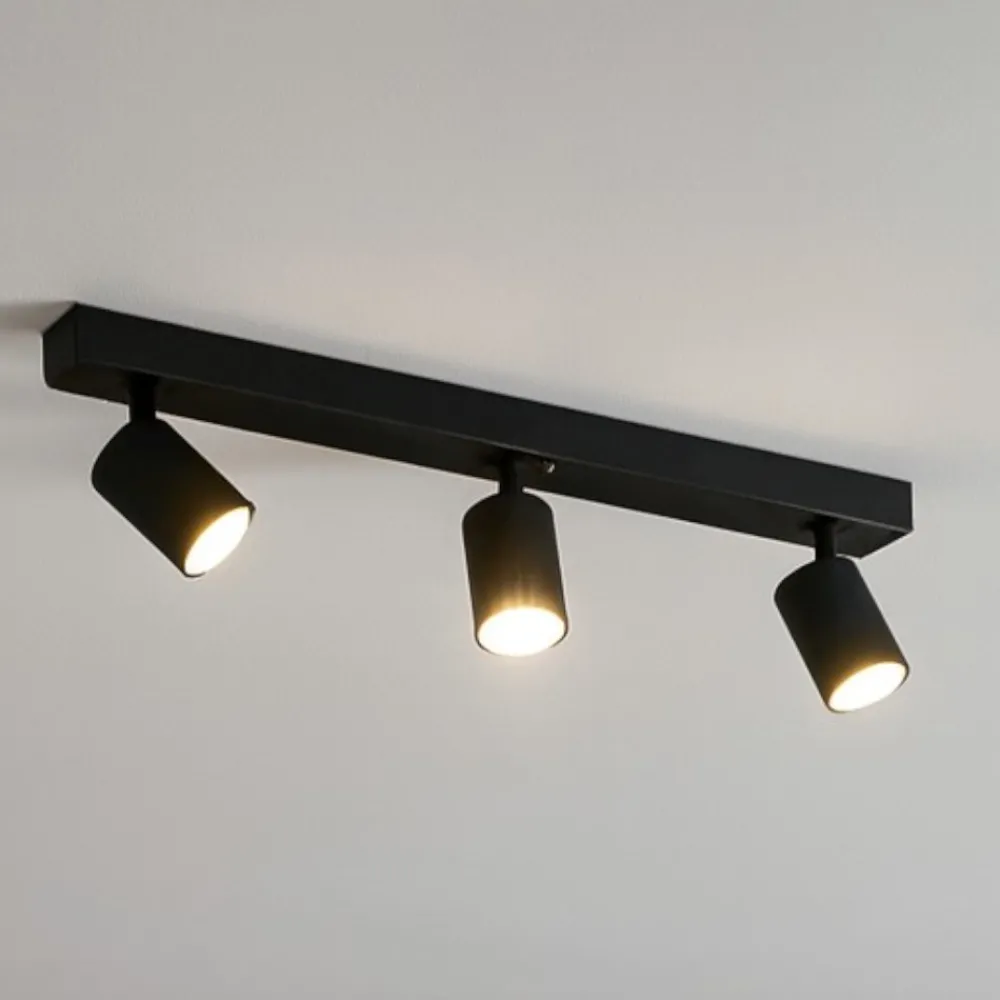Plafoniere Moderne-Ideal Lux rudy pl3 round plafoniera cucina con faretti orientabili nera