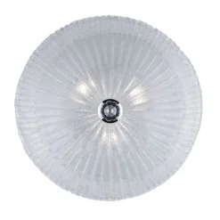 Plafoniere Moderne-Ideal Lux shell pl3 plafoniera camera da letto rotonda vetro trasparente granigliato
