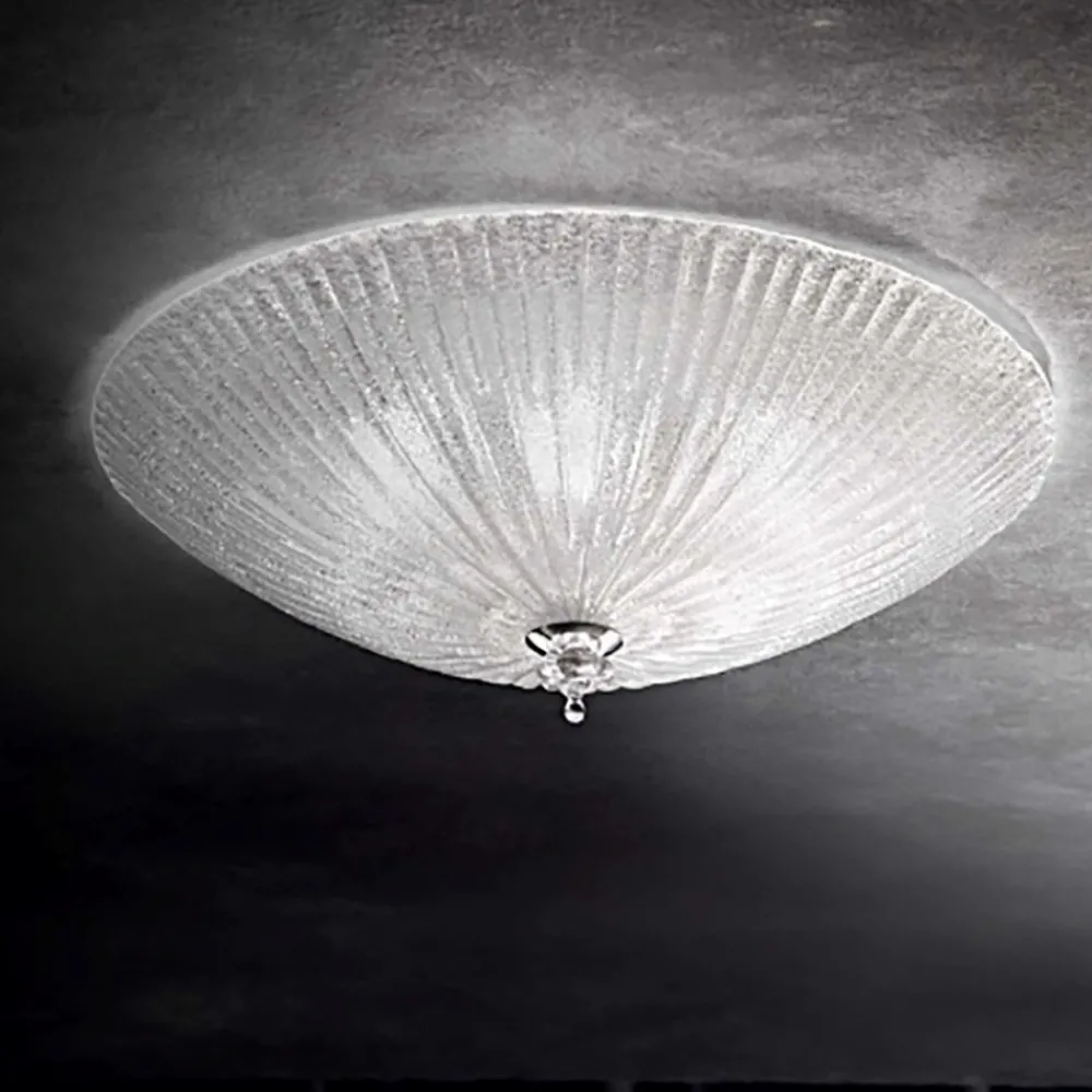 Plafoniere Moderne-Ideal Lux shell pl6 plafoniera per camera da letto rotonda di cristallo trasparente