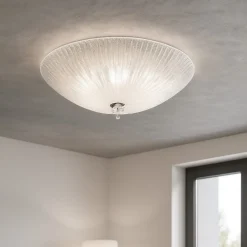 Plafoniere Moderne-Ideal Lux shell pl6 plafoniera per camera da letto rotonda di cristallo trasparente
