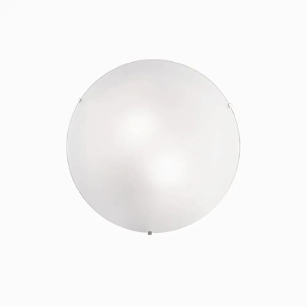 Plafoniere Moderne-Ideal Lux simply pl2 plafoniera moderna da cucina rotonda vetro bianco