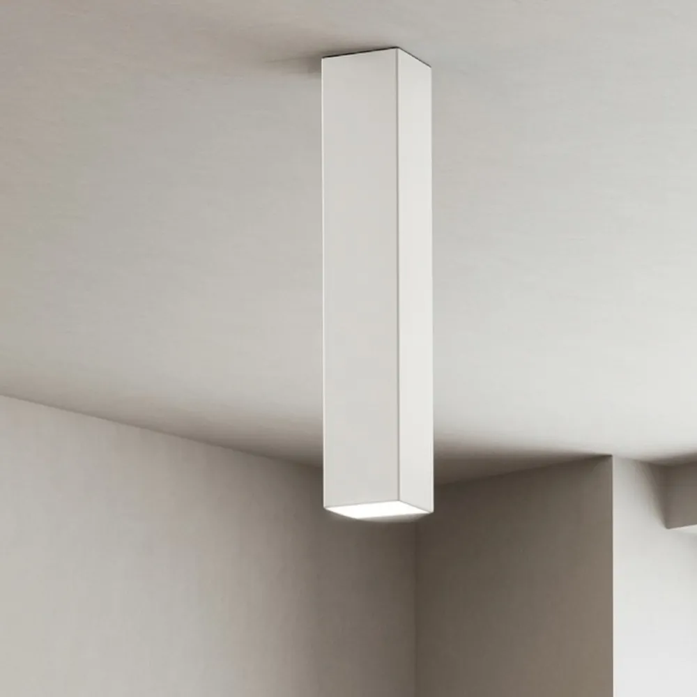 Faretti Da Soffitto-Ideal Lux sky pl1 h40 faretto da soffitto bianco squadrato