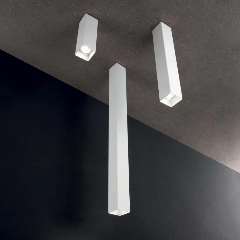 Faretti Da Soffitto-Ideal Lux sky pl1 h40 faretto da soffitto bianco squadrato