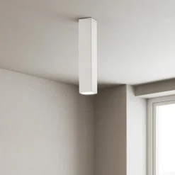 Faretti Da Soffitto-Ideal Lux sky pl1 h40 faretto da soffitto bianco squadrato