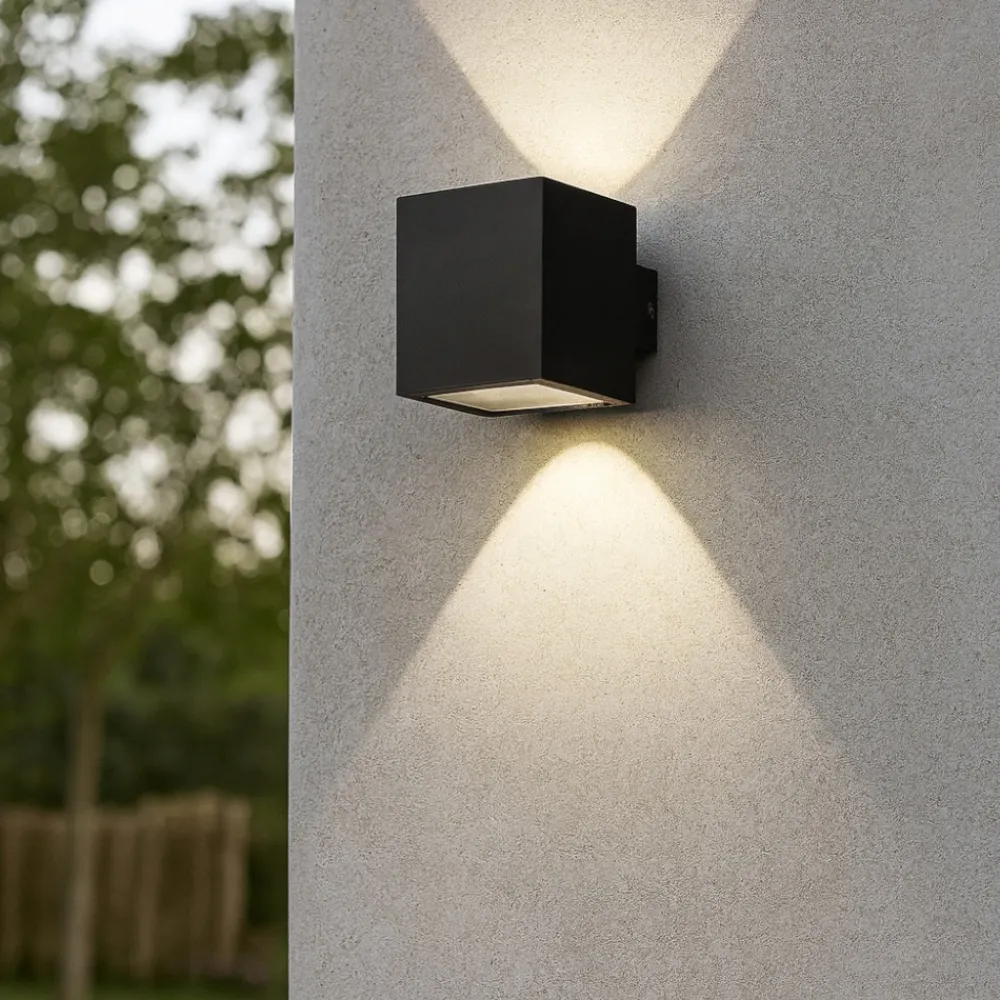 Applique Da Esterno-Ideal Lux snif square applique cubo nero per esterno