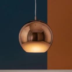 Lampade A Sospensione-Ideal Lux sp1 d20 nemo lampada a sospensione vetro rame specchiata
