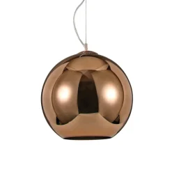 Lampade A Sospensione-Ideal Lux sp1 d20 nemo lampada a sospensione vetro rame specchiata