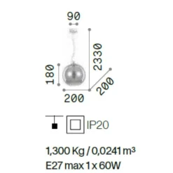 Lampade A Sospensione-Ideal Lux sp1 d20 nemo lampada a sospensione vetro rame specchiata