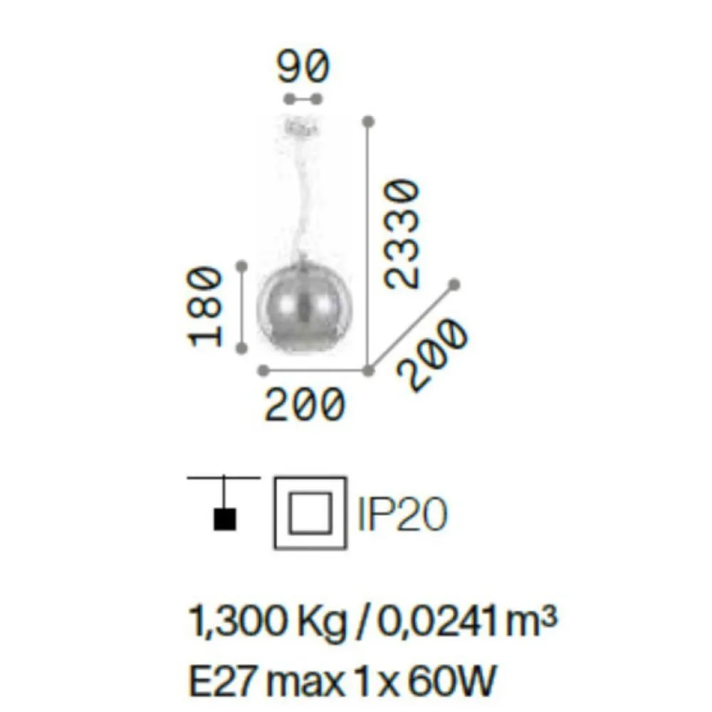 Lampade A Sospensione-Ideal Lux sp1 d20 nemo lampada a sospensione vetro rame specchiata