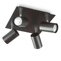 Plafoniere Moderne-Ideal Lux spot pl4 lampada con faretti orientabili neri
