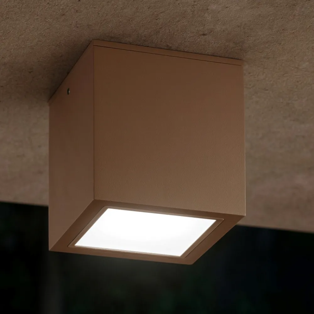 Faretti Da Esterno-Ideal Lux techo pl1 big faretto da esterno a soffitto marrone corten