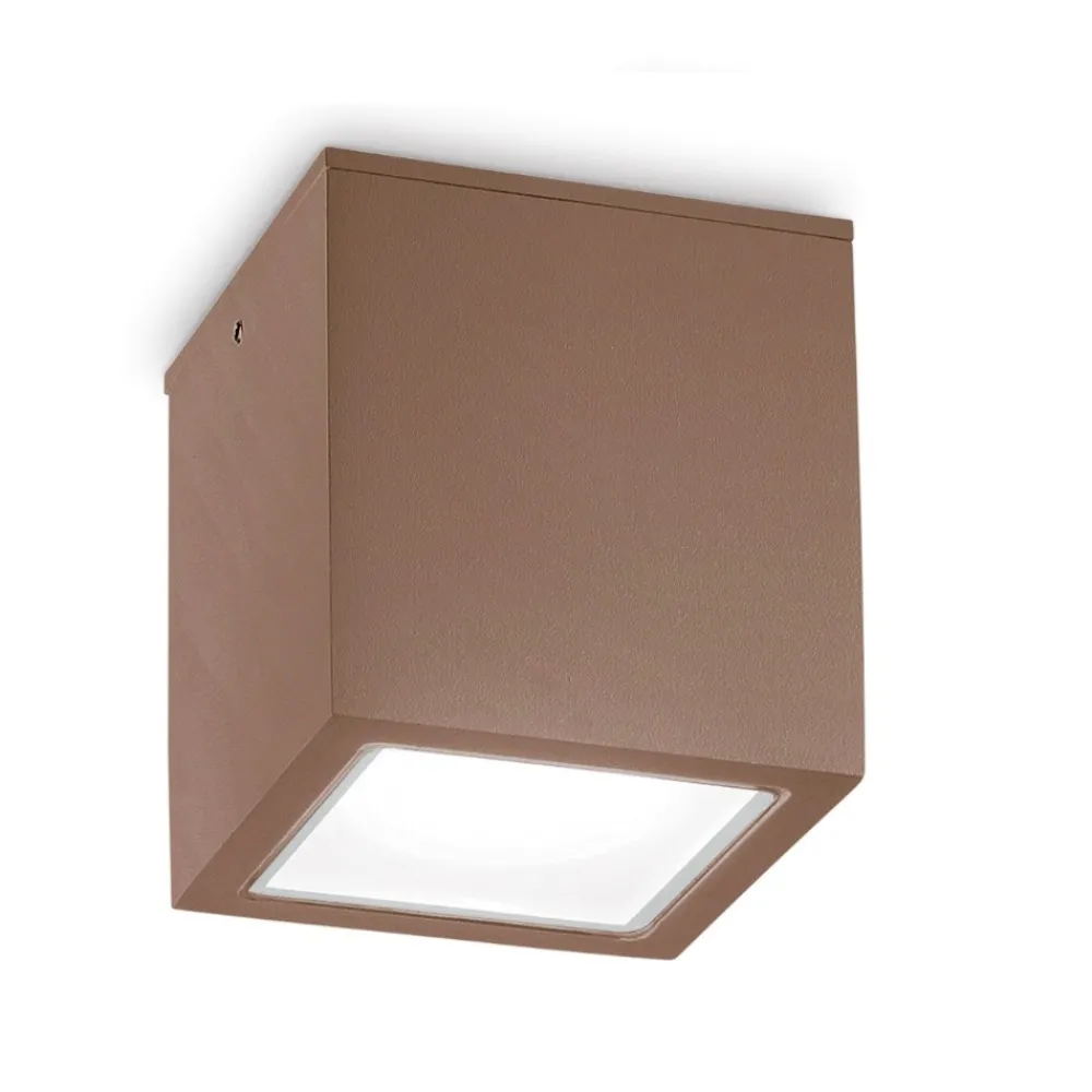 Faretti Da Esterno-Ideal Lux techo pl1 big faretto da esterno a soffitto marrone corten