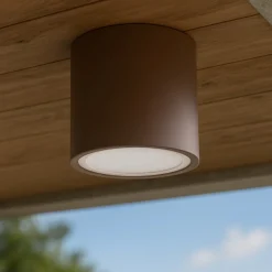 Faretti Da Esterno-Ideal Lux techo pl1 round d09 faretto da esterno marrone ip54