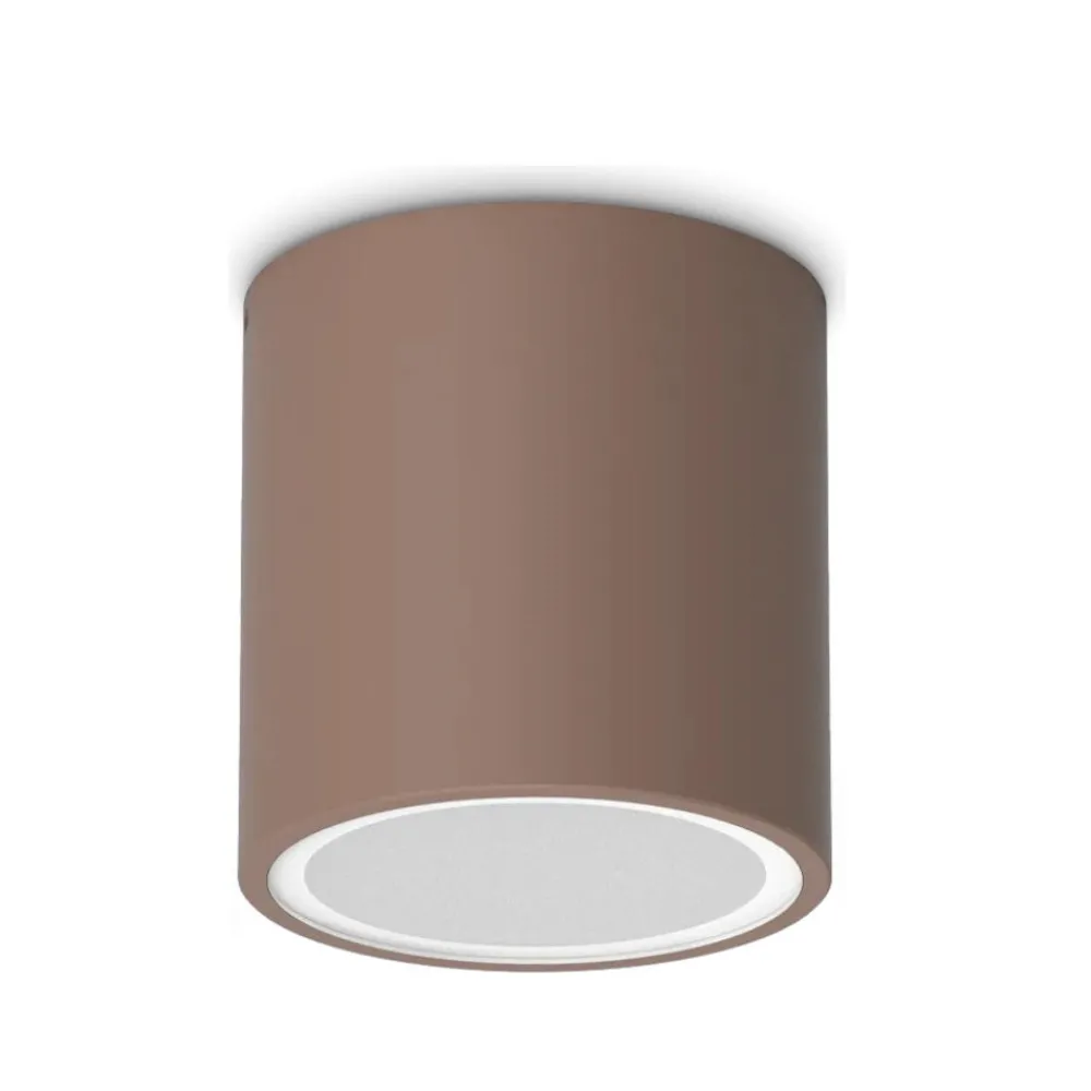 Faretti Da Esterno-Ideal Lux techo pl1 round d09 faretto da esterno marrone ip54